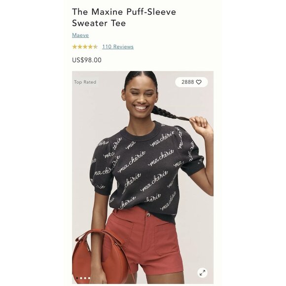 NWT Size XS - Anthropologie Maeve Maxine Puff-Sleeve Sweater Tee - Picture 15 of 15